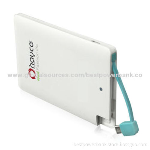 Business Card Power Banks with Micro USB Cable, 2,500mAh Lithium Polymer BatteryNew